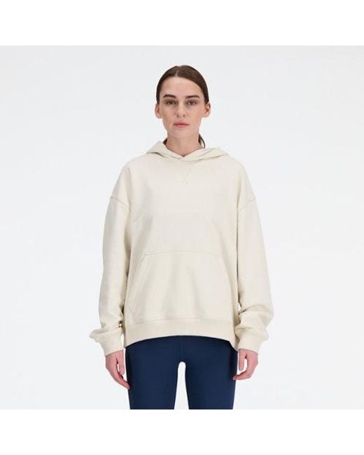 New Balance White Athletics French Terry Hoodie (Linen) Clothing