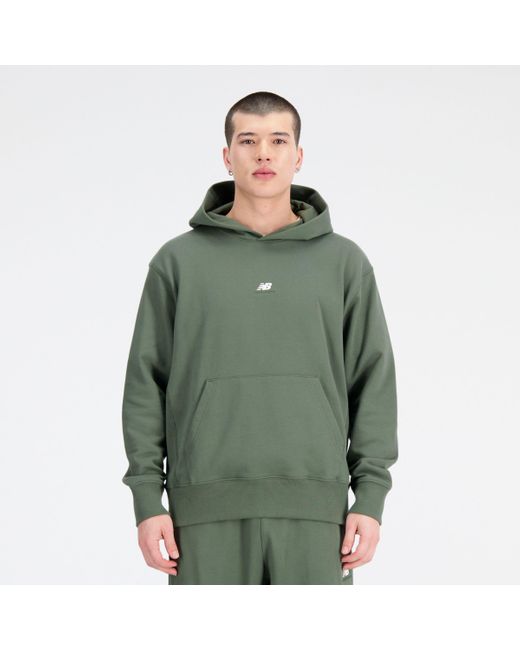 New Balance Athletics Remastered Graphic French Terry Hoodie In Green Cotton Fleece for men