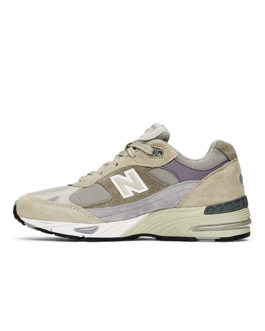 New Balance White Made In Uk 991 In Beige/brown/purple Suede/mesh