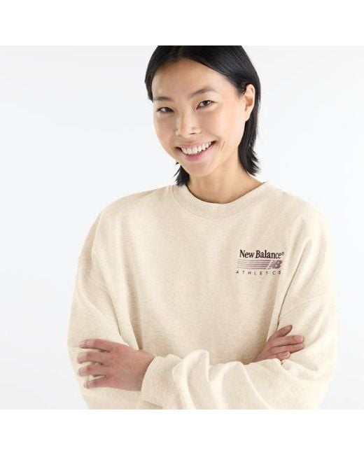 New Balance White Trackside French Terry Crew