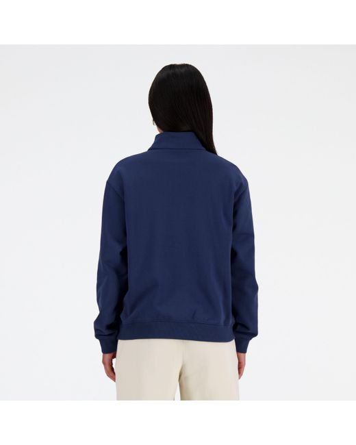 New Balance Sportswear's Greatest Hits Quarter Zip In Blue Cotton Fleece