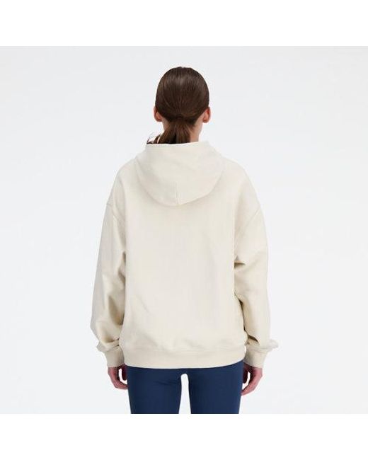 New Balance White Athletics French Terry Hoodie (Linen) Clothing