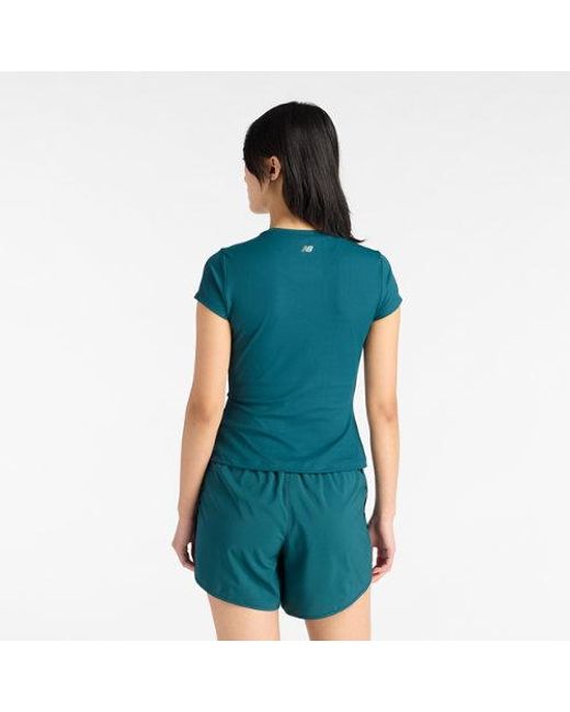 New Balance Blue Ribbed Fitted T-Shirt