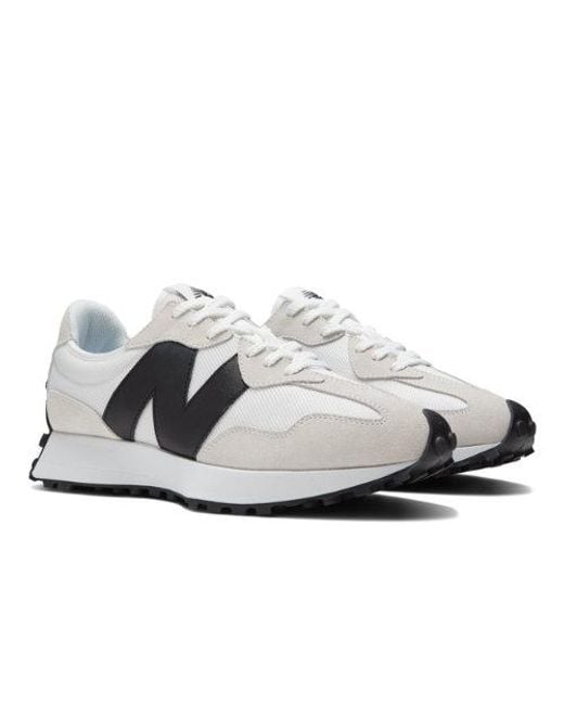 New Balance 327 In White/black Suede/mesh