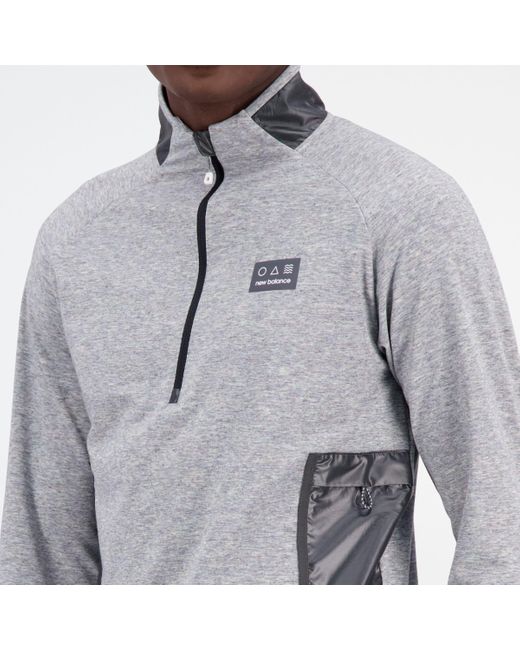 New Balance Gray Impact Run At 1/2 Zip In Poly Knit for men