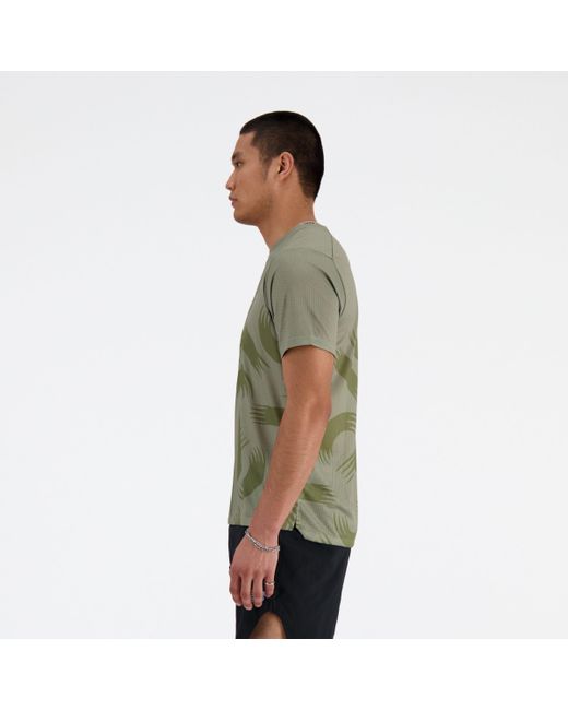 New Balance London Edition Printed Nb Athletics Run T-shirt In Green Poly Knit for men