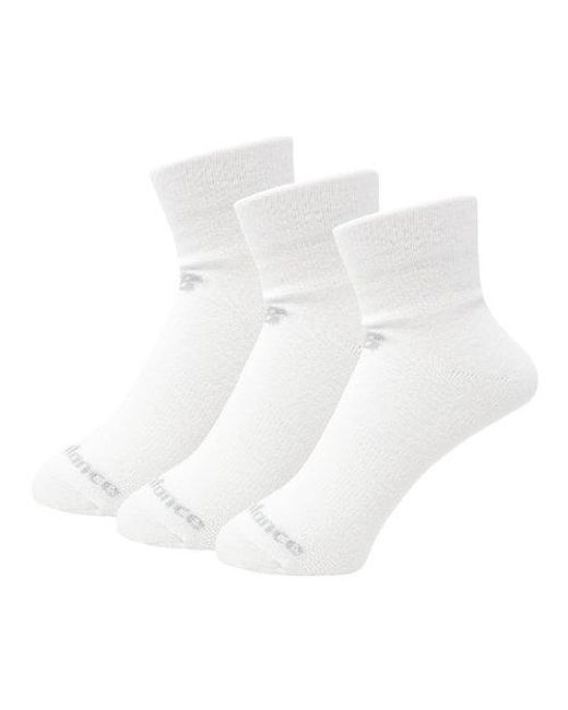 Performance Cotton Flat Knit Ankle Socks 3 Pack New Balance en coloris White