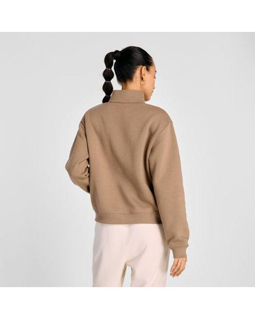Femme Graphic Quarter Zip En, Coton Fleece, Taille New Balance en coloris Brown