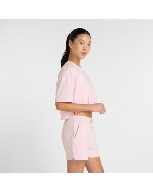 New Balance Pink Damen Logo Oversized Jersey T-Shirt