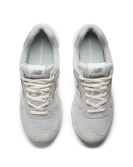 New Balance White 574 In Suede/mesh