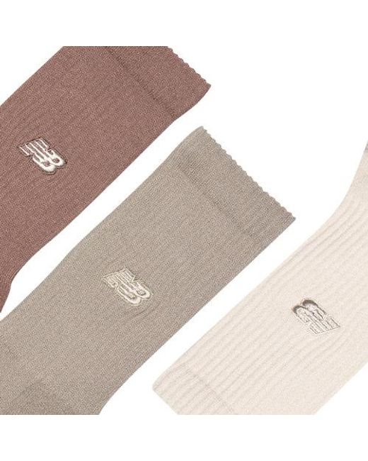New Balance Brown Active Premium Crew 3 Pack Socks 3 Pack