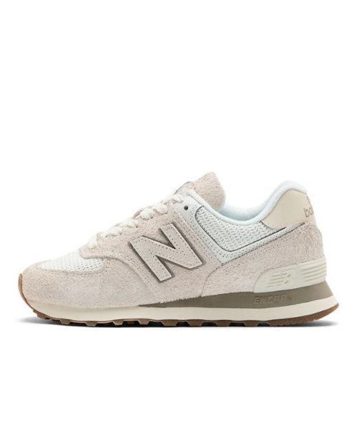 Femme 574 En, Suède/Mesh, Taille New Balance en coloris White