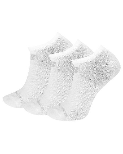 Unisexe Performance Cotton Flat Knit No Show Socks 3 Pack En, Taille New Balance en coloris White