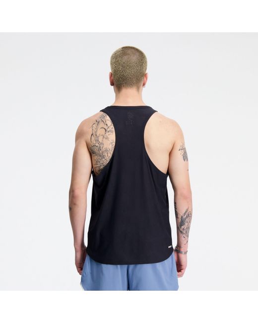 New Balance Blue Q Speed Jacquard Singlet In Black Poly Knit for men