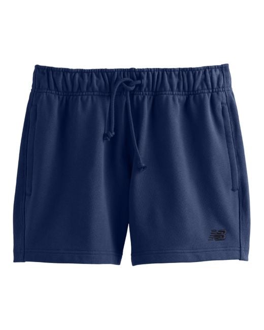 New Balance Athletics French Terry Short 5" In Blue Cotton for men