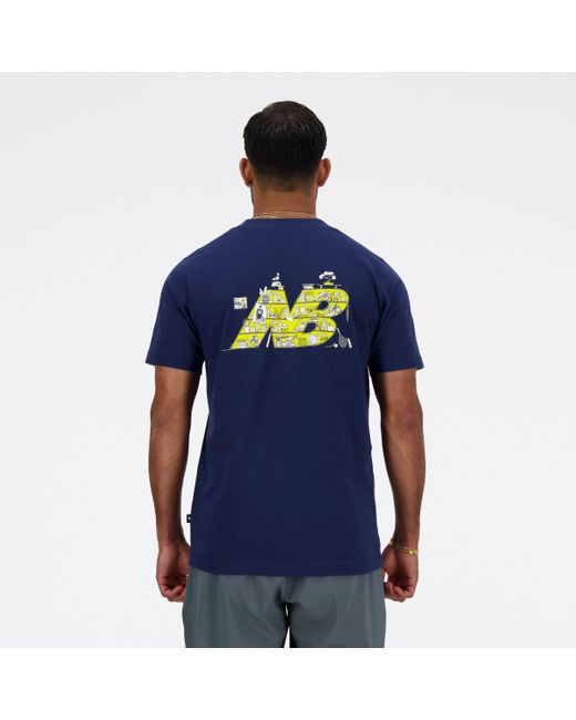New Balance Sport Essentials Bookshelf T-shirt in het Blue voor heren
