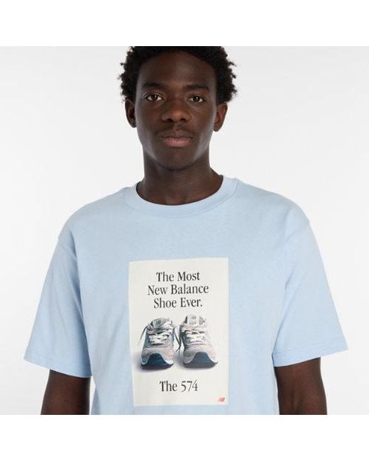 New Balance Blue 574 Ad T-Shirt for men