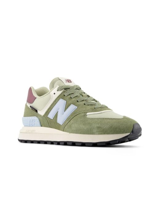 New Balance Green 574 Legacy In Grey/blue Suede/mesh for men