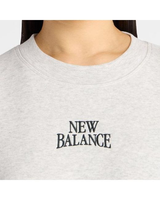New Balance White Trackside Fleece Crew Shirt