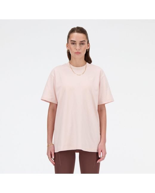 New Balance Athletics Jersey T-shirt In Pink Cotton Jersey
