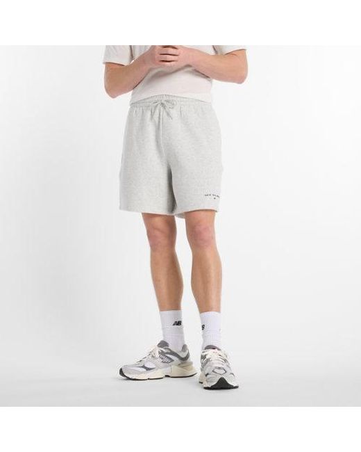 New Balance Gray Reimagined Fleece Graphic Short 7" for men