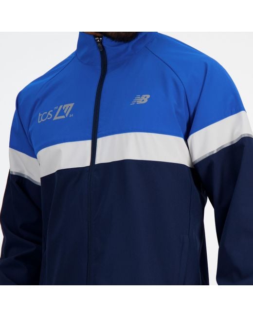 New Balance London Edition Marathon Jacket In Blue Polywoven for men