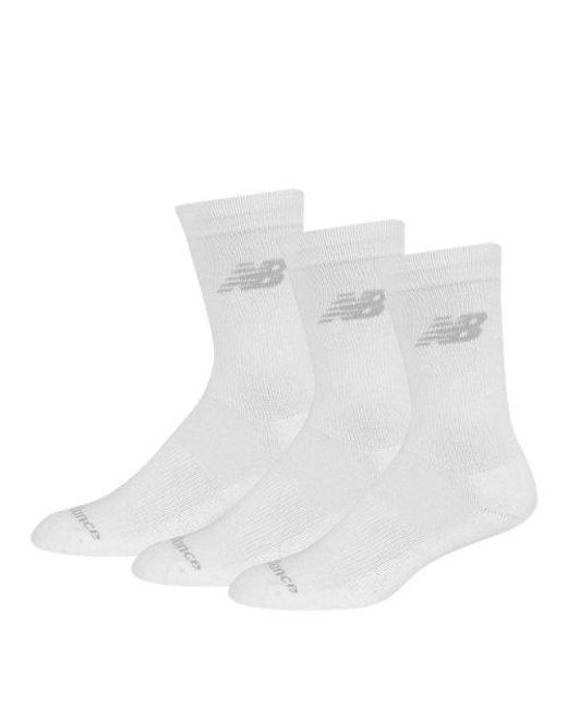 Performance Cotton Cushioned Crew Socks 3 Pack New Balance en coloris White