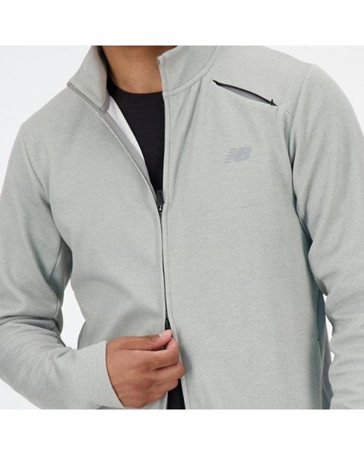 New Balance Gray Tech Knit Full Zip In Grey Poly Knit for men