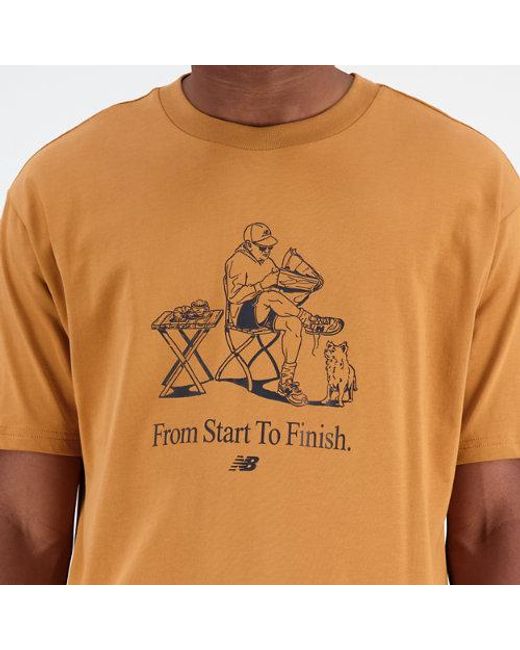 Homme Essentials Cafe Grandpa Cotton Jersey T-Shirt En, Taille New Balance pour homme en coloris Orange