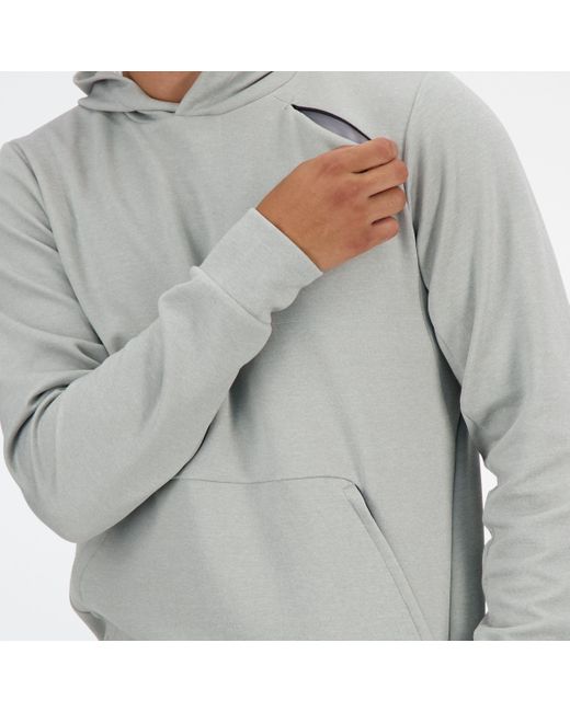 New Balance Gray Tech Knit Hoodie for men