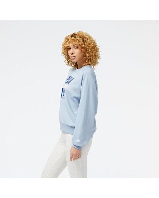 New Balance Blue Oversized French Terry Crewneck Sweater