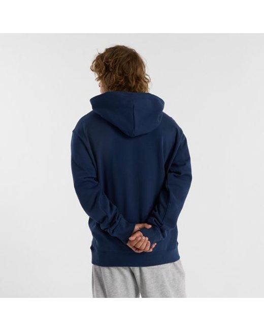 New Balance Blue Athletics French Terry Logo Hoodie for men