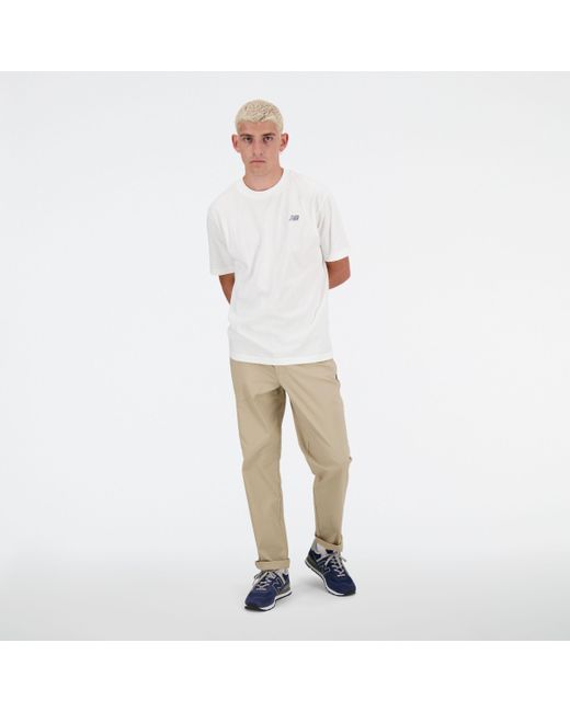 New Balance White Twill Straight Pant 32" In Cotton Twill for men