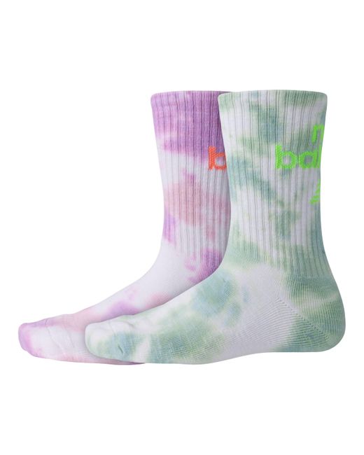New Balance White Unisex Nb Essential Tie Dye Midcalf Socks 2 Pack