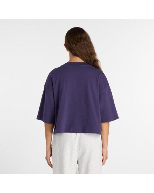 New Balance Blue Athletics Premium Chest Logo Cropped T-Shirt