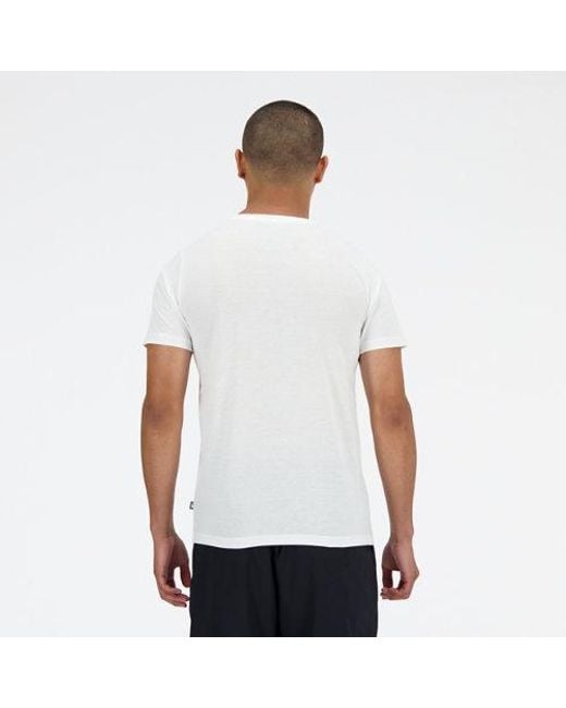 New Balance Sport Essentials Heathertech Graphic T-shirt In White Poly Knit for men