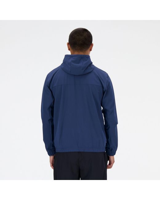 New Balance Woven Full Zip Jacket In Blue Polywoven for men