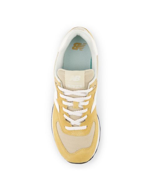 New Balance Yellow 574 In Brown/white Suede/mesh