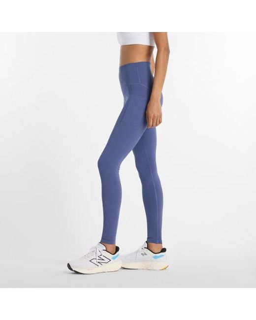 New Balance Blue Nb Sleek Pocket High Rise Legging 27"
