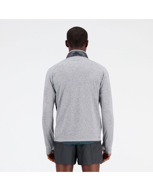 New Balance Gray Impact Run At 1/2 Zip In Poly Knit for men