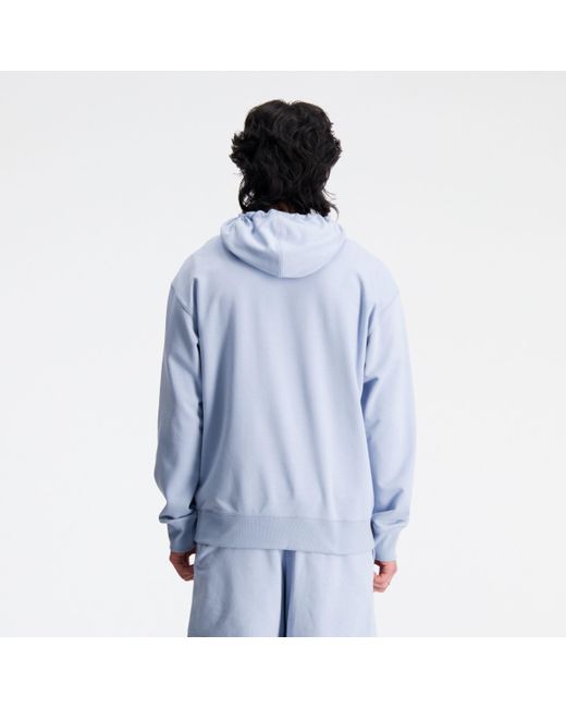 New Balance Blue Uni-ssentials French Terry Hoodie In Grey Cotton