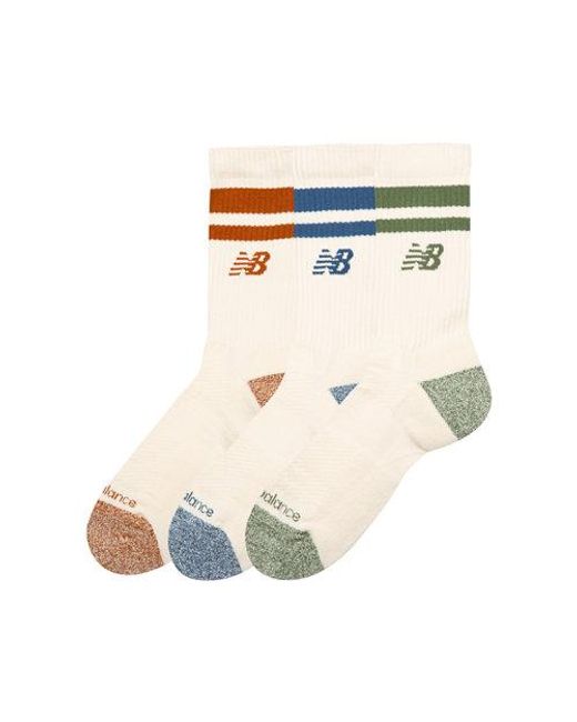 New Balance White Active Lifestyle Striped Crew Socks 3 Pack