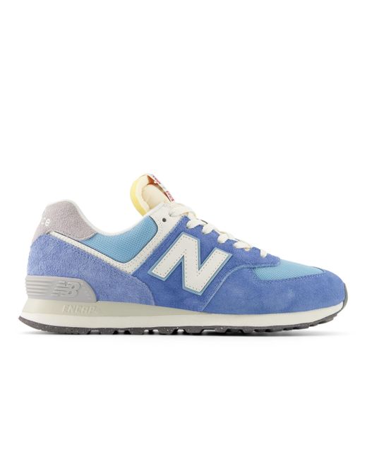 New Balance 574 In Blue/white Suede/mesh