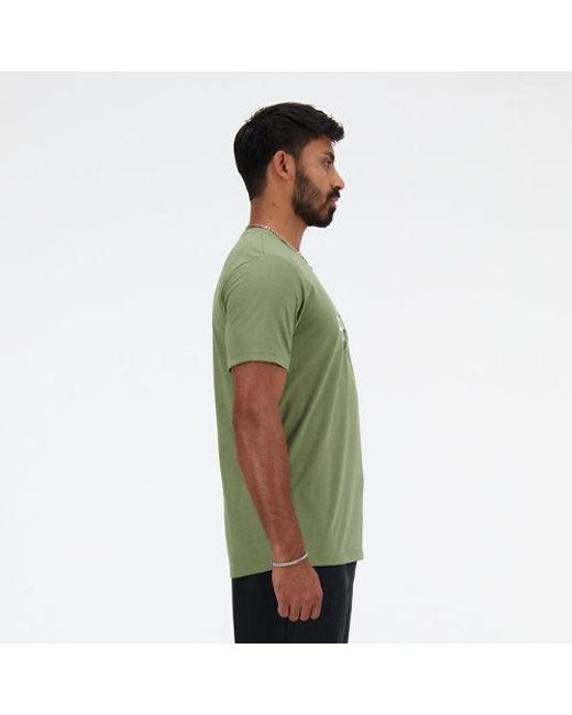 New Balance Sport Essentials Heathertech Graphic T-shirt In Green Poly Knit for men