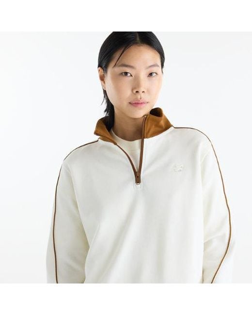 New Balance White Sport Legacy Pique 1/4 Zip Shirt