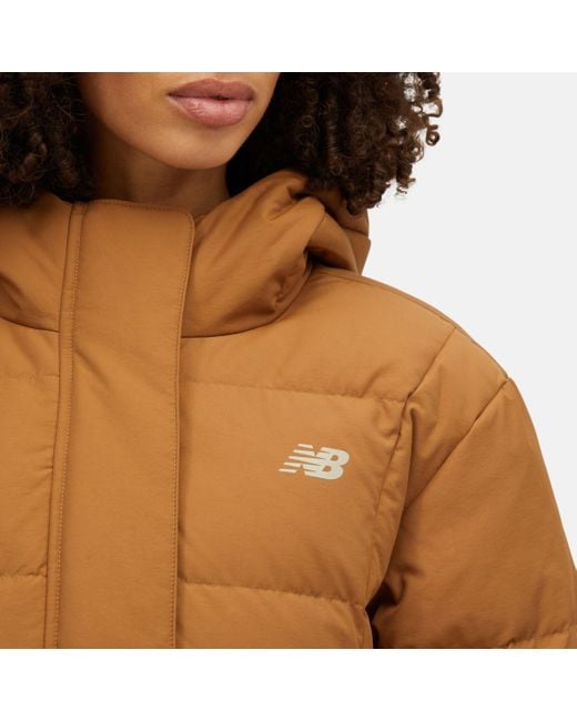 New Balance Nbx Soft Alpine Icon Down Jacket In Brown Polywoven