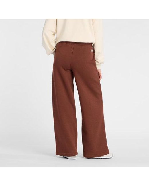 New Balance Red Linear Heritage Fleece Wide Leg Pant
