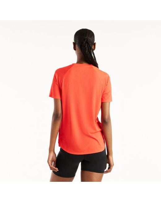 New Balance Red Athletics T-Shirt Heather (Neo Flame Heather) Clothing