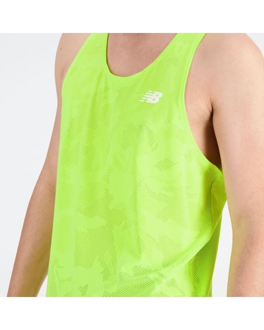 New Balance Q Speed Jacquard Singlet In Green Poly Knit for men