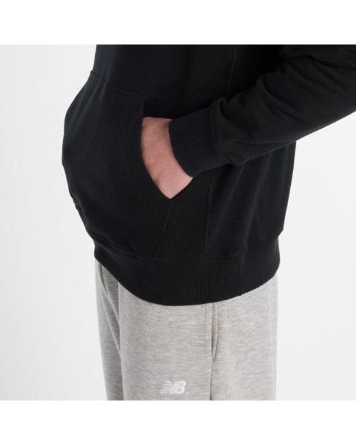 New Balance Black Sweatshirt Athletics French Terry Logo Hoodie for men